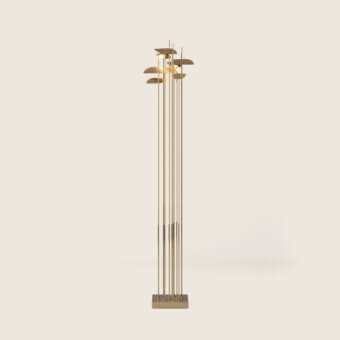 Exquisite Paolo Castelli Anodine floor lamp featuring thirteen polished brass stems with satin matt gold finish