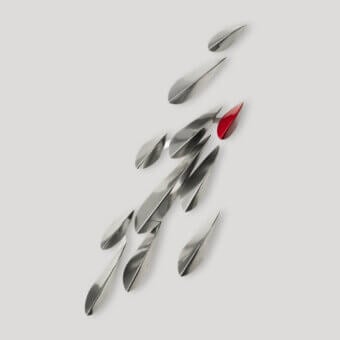Exquisite Paolo Castelli Anodine Imago wall lamp in handmade steel with metallic silver and high gloss red finish