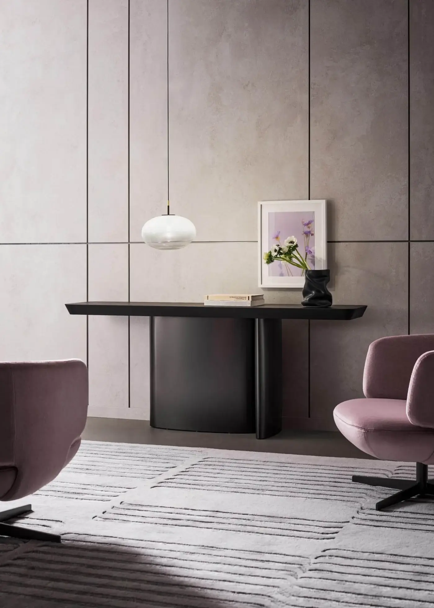 Distinguished Bonaldo Pepita suspension lamp with translucent white silk glass and slender dark cord