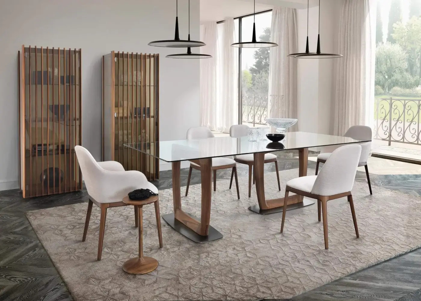 Distinguished Pacini & Cappellini Henry side table crafted in solid Canaletto walnut with a smooth matte finish