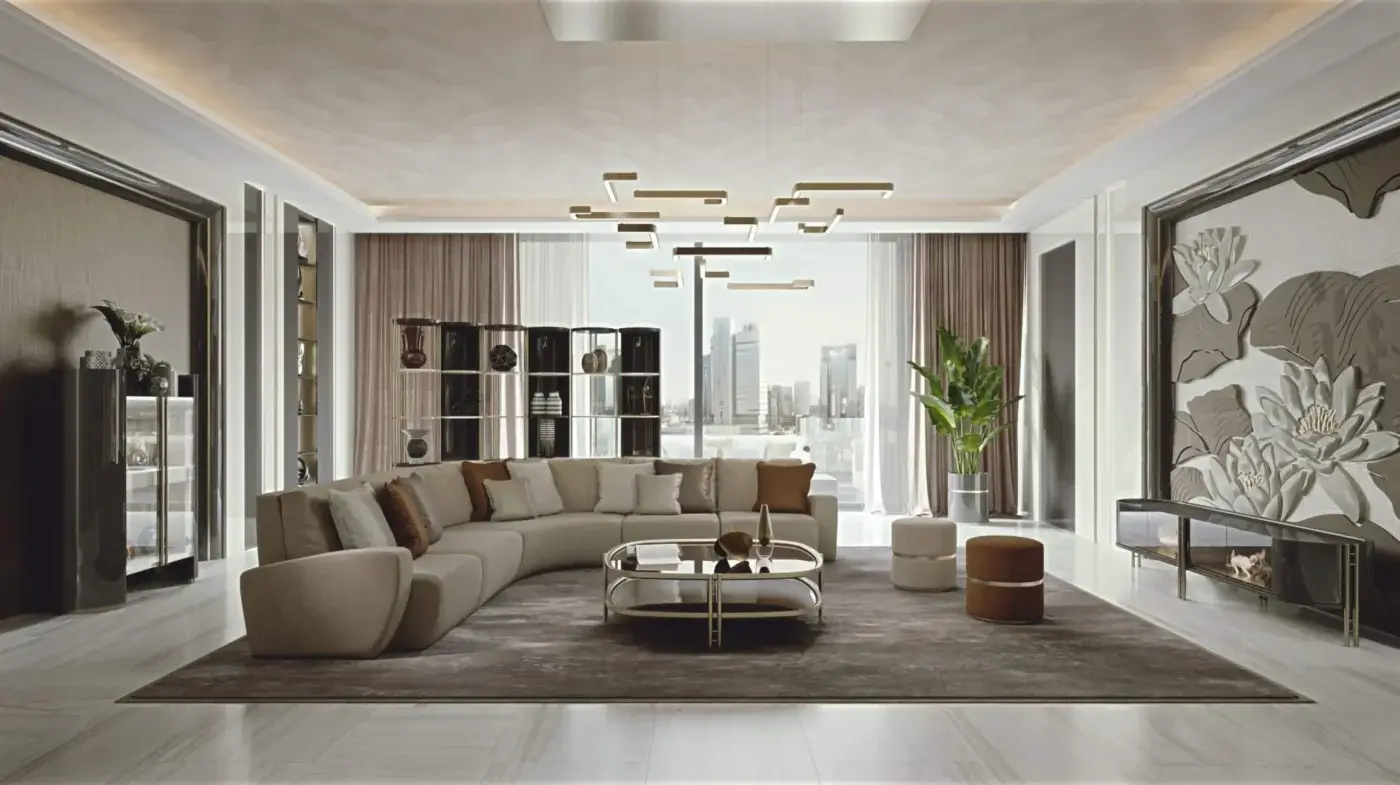 Distinguished Bizzotto Italia Ikat coffee table with clear glass tiers and glossy gold lacquered metal legs