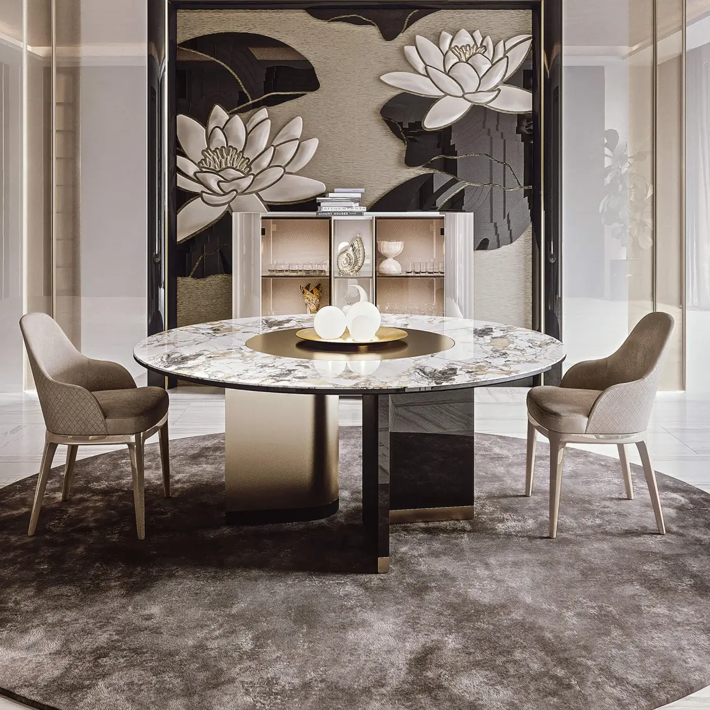 Distinguished Bizzotto Italia Dune chair with curved silhouette and muted beige textile supported by lacquered metal legs