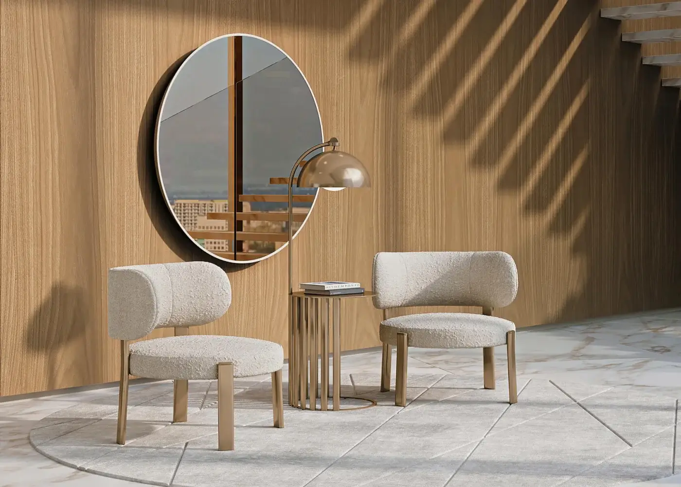 Exclusive Turri Roma side table crafted entirely from metal with reflective champagne gold finish