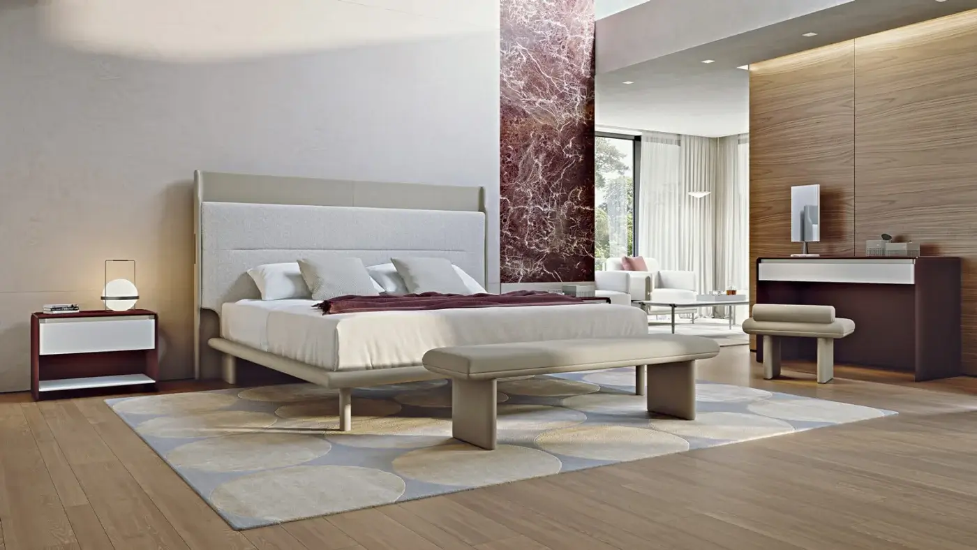 Captivating Turri Zero ottoman with light beige textile upholstery and smooth matte finish
