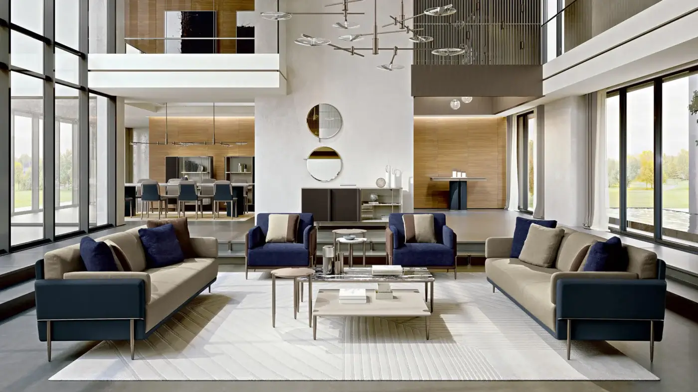 Elegant Turri Zero sideboard in dark brown glossy lacquered wood with leather and glass doors