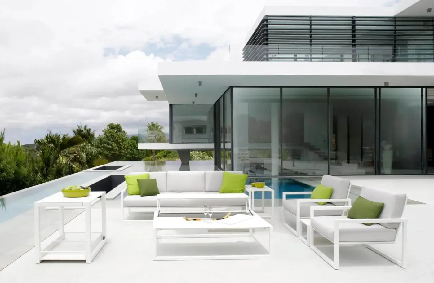 Exceptional Royal Botania Ninix lounge chair with stainless steel frame and comfortable gray Batyline seat and back