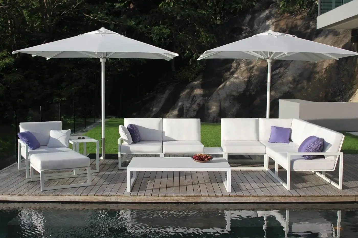 Distinguished Royal Botania Ninix lounge chair with white Batyline and a smooth matte white coated steel frame