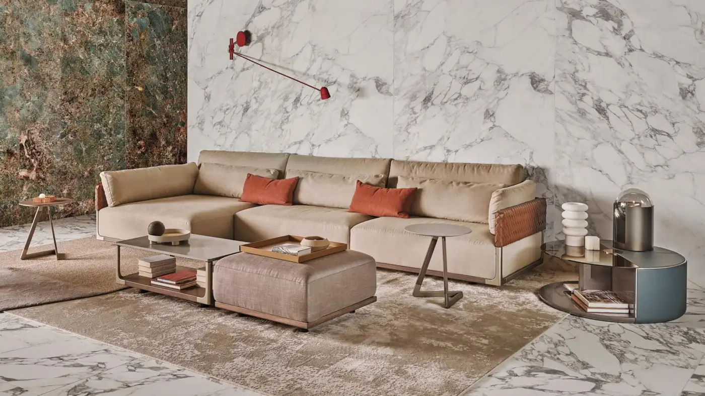 Exceptional Turri Drum coffee table crafted in Italy with cylindrical form and reflective wood or marble top