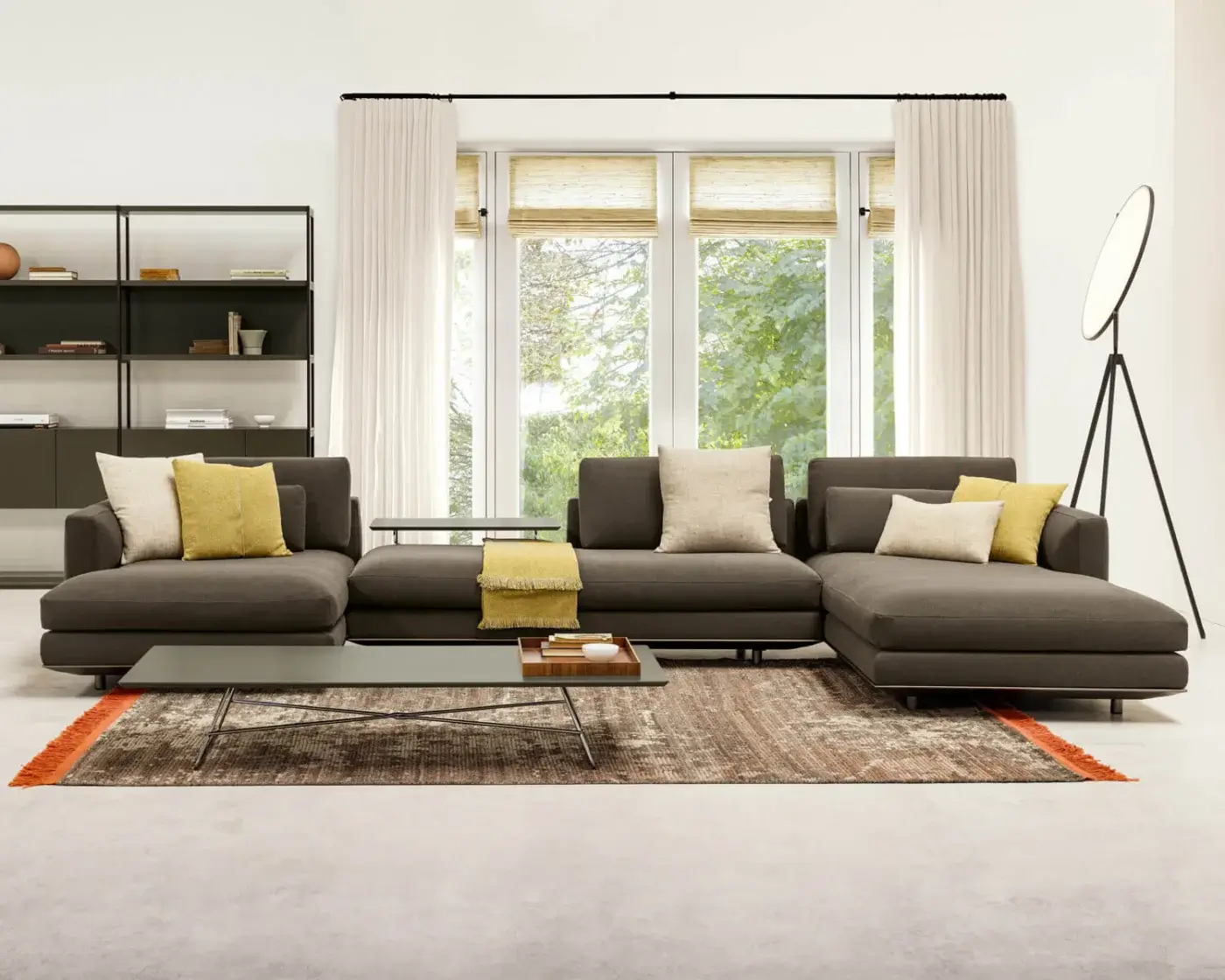 Distinguished Horm Charleston coffee table with a sleek metal structure and matte lacquered dark gray top