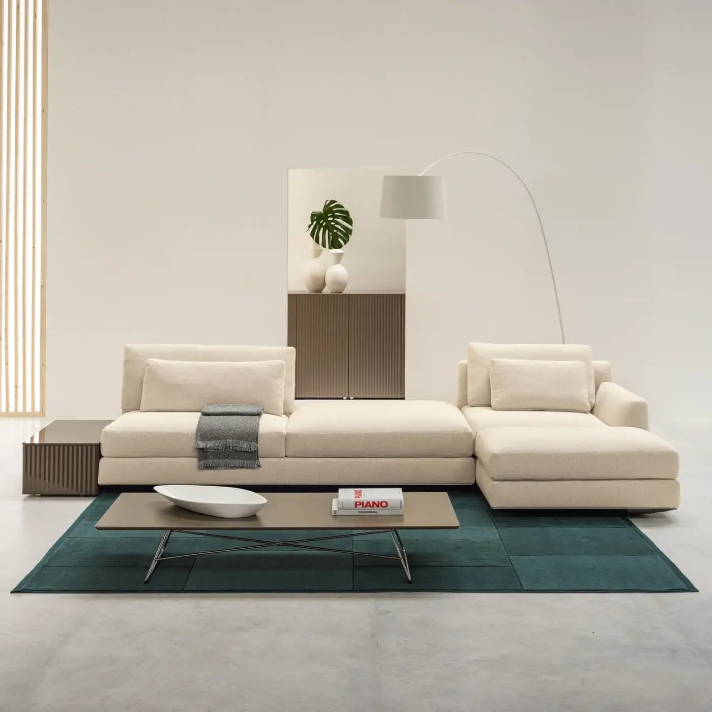 Elegant Horm Charleston coffee table with a smooth matte brown lacquered top and chromed metal structure