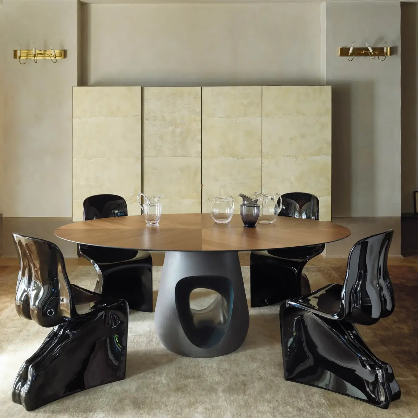 Exclusive Casamania Him & Her chair crafted in glossy black rotationally mass-dyed molded polyethylene with a daring organic form