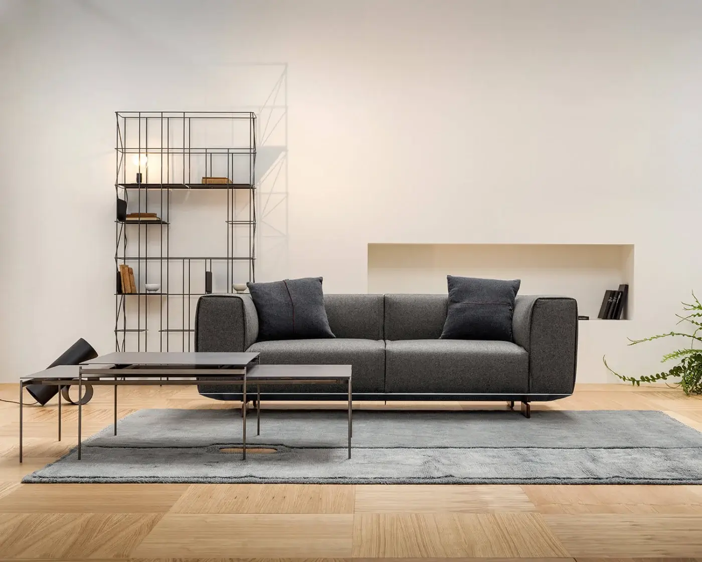 Exceptional Casamania Network bookcase crafted in matte black metal with customizable faux leather thermoformed panels