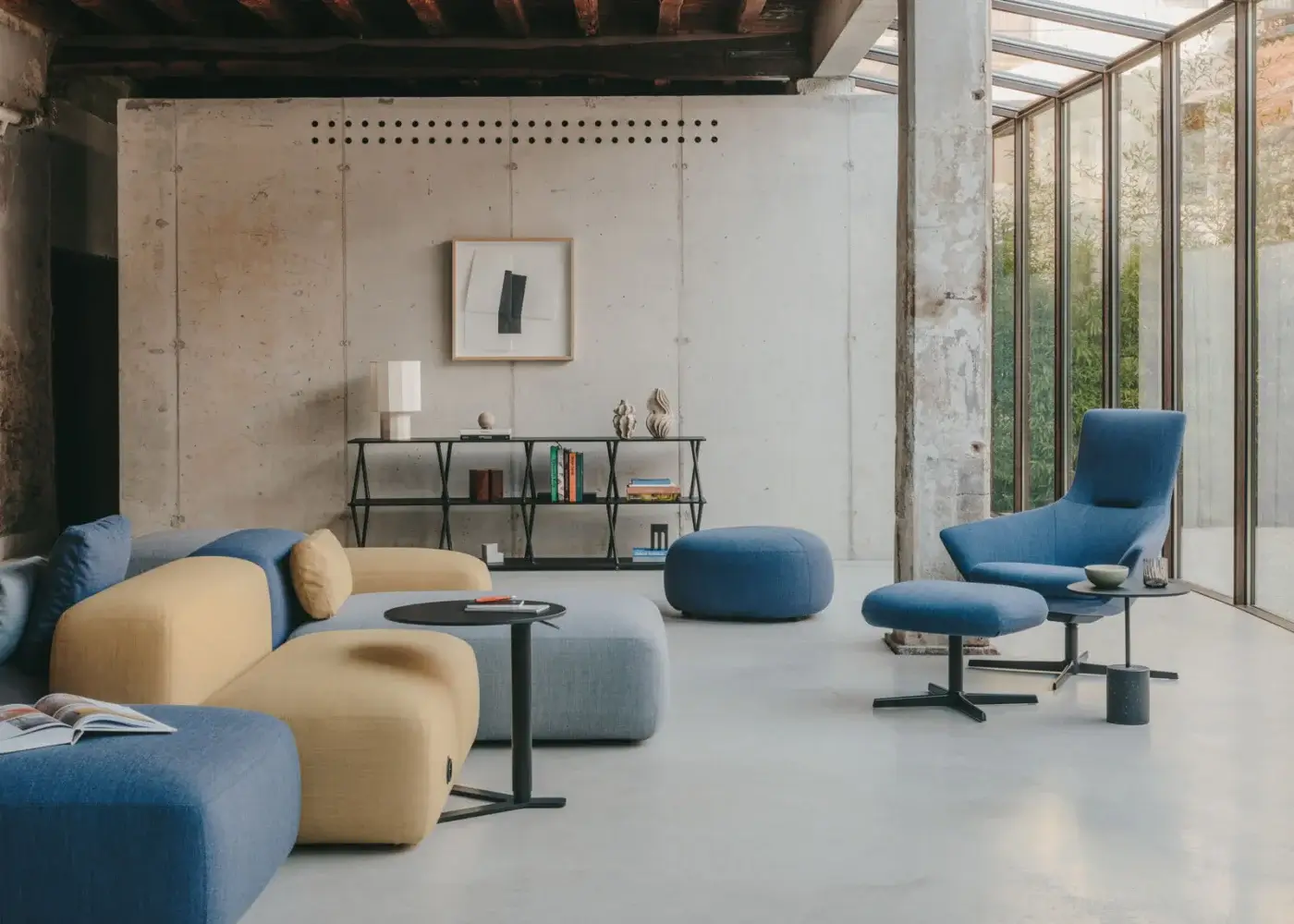 Exceptional Lapalma YO side table with circular HPL Fenix® top and Y-shaped powder-coated metal leg