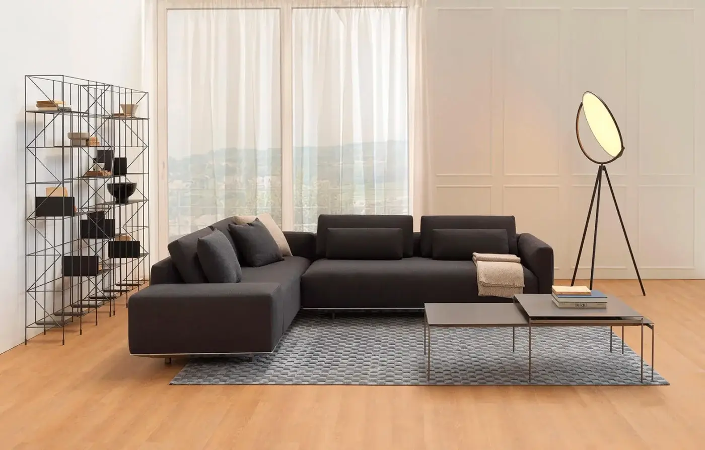 Exceptional Horm Torii coffee table with a floating ceramic top and unvarnished hard metal legs in a post-industrial aesthetic