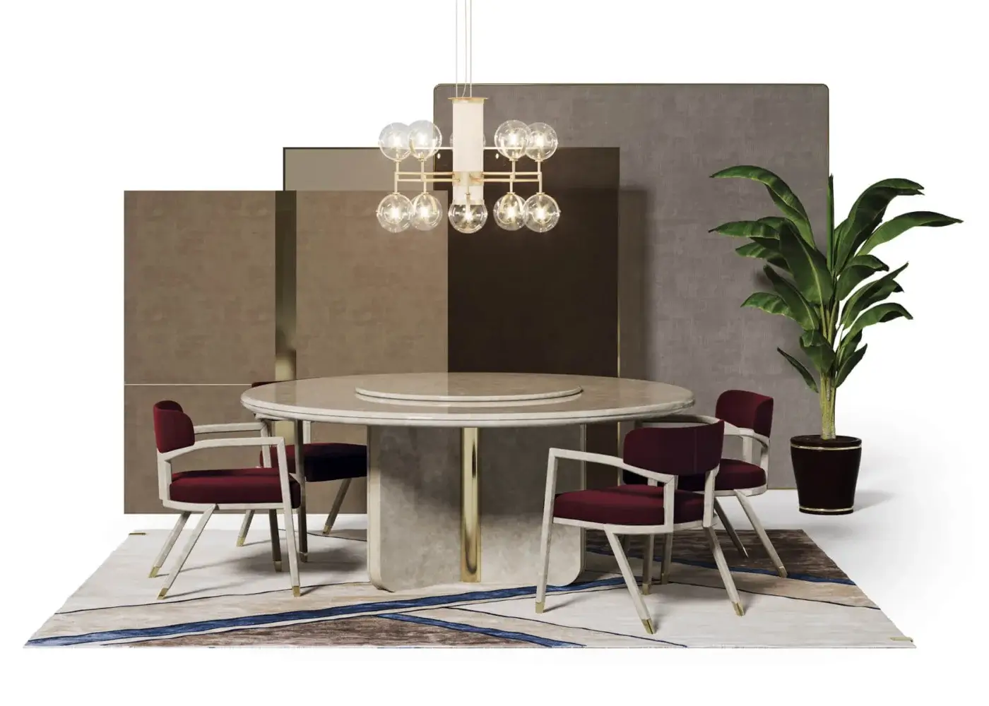Sophisticated Turri Madison armchair with glossy lacquered solid wood and deep red padding supported by light gold metal feet