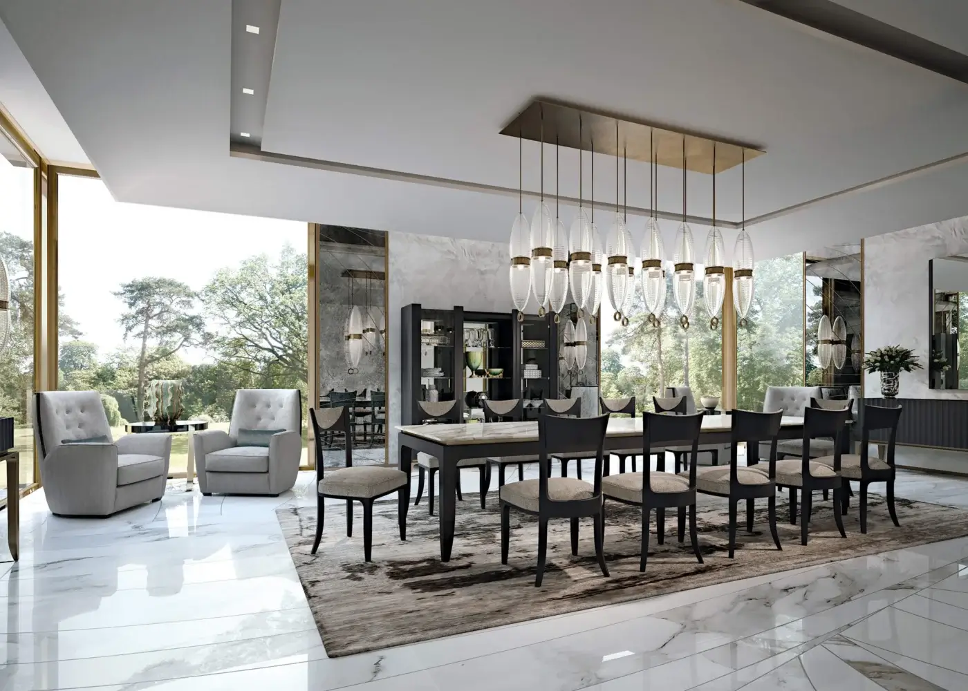 Exceptional BelMondo by Bellotti Ezio Auriga table crafted in dark-toned wood with a smooth satin finish for gatherings