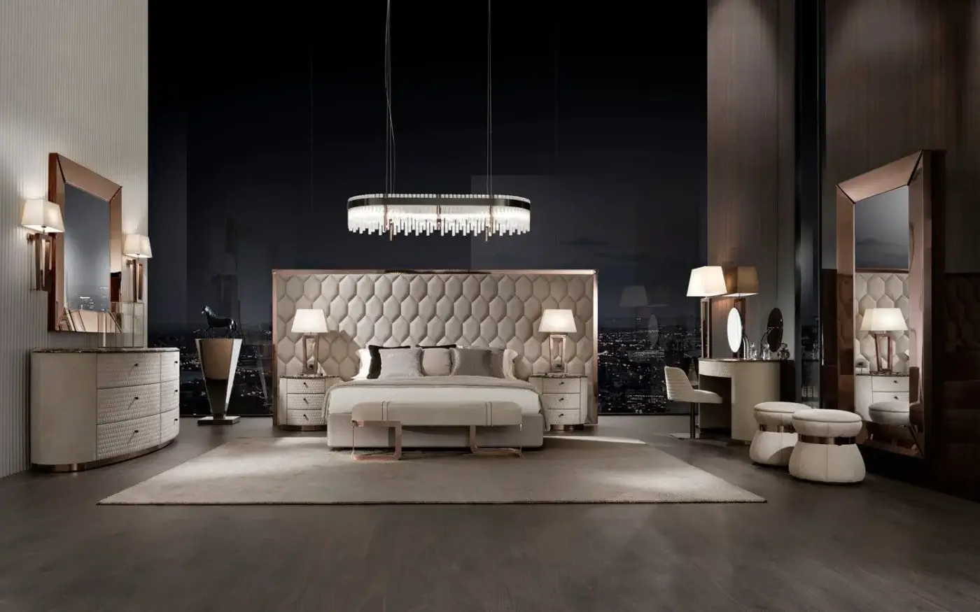 Superior DV Home Collection Envy Column suspension lamp with shining stainless steel and clear glass rods crafted in Italy