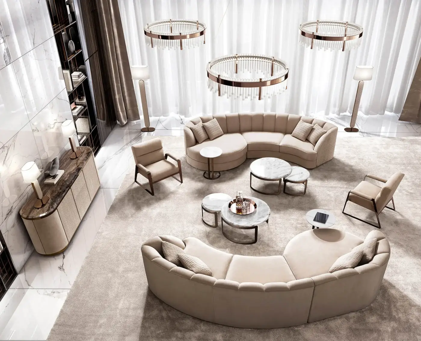 Exceptional DV Home Collection Coco coffee table with Emperador Dark marble top and high-end steel base finish
