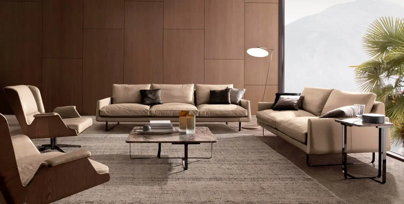Sophisticated 4 Mariani Joshua coffee and side table with rectangular marble top and sleek dark-toned steel frame