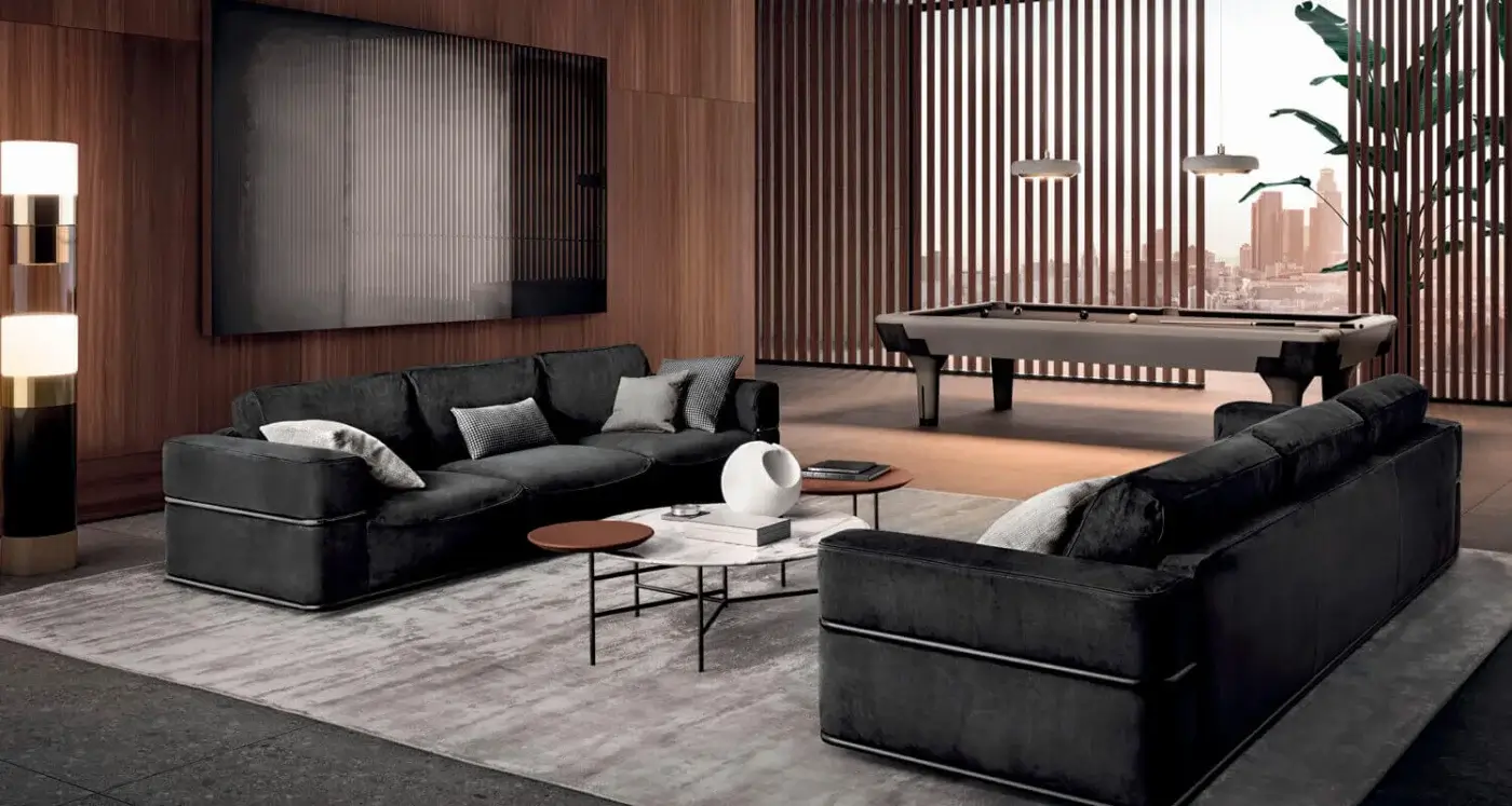 Distinguished 4 Mariani Twibe coffee table with light-toned marble and black chromed steel, showcasing a unique offset circular tabletop