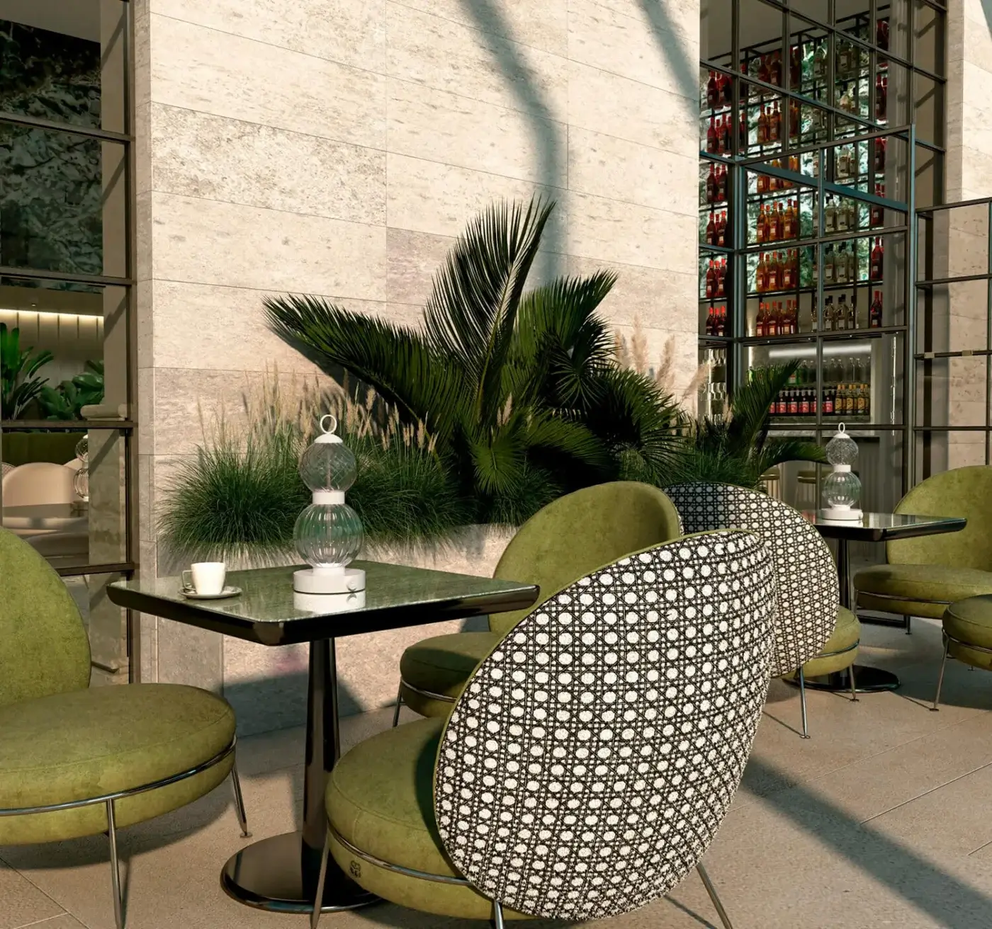 Distinguished Sicis Drop Battery Murano table lamp crafted with hand-blown glass spheres in satin-finished metal