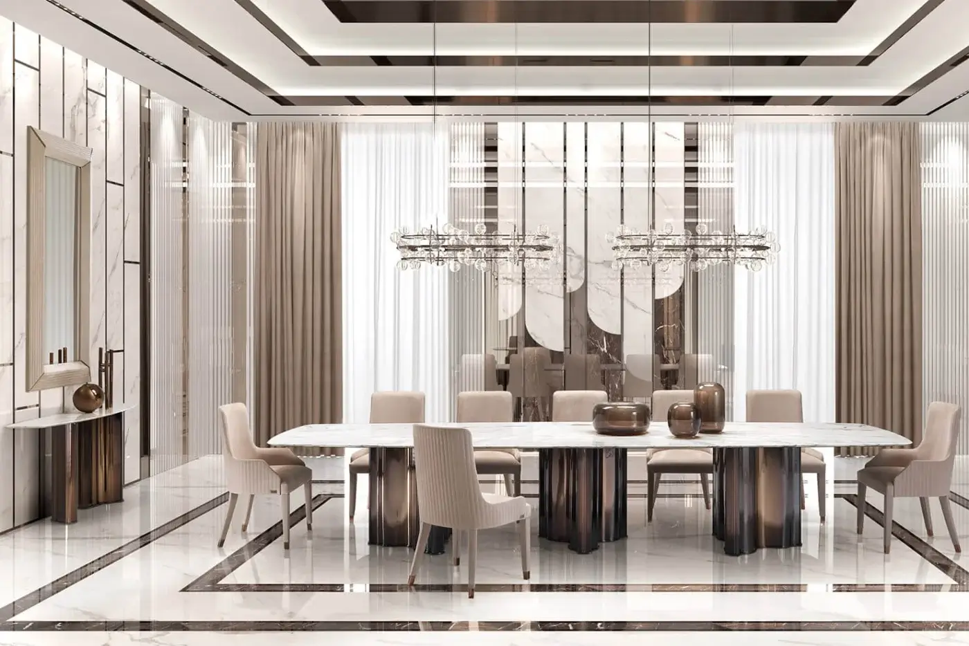 Captivating DV Home Collection Manhattan table with a glossy tabletop and striped stainless steel base crafted in Italy