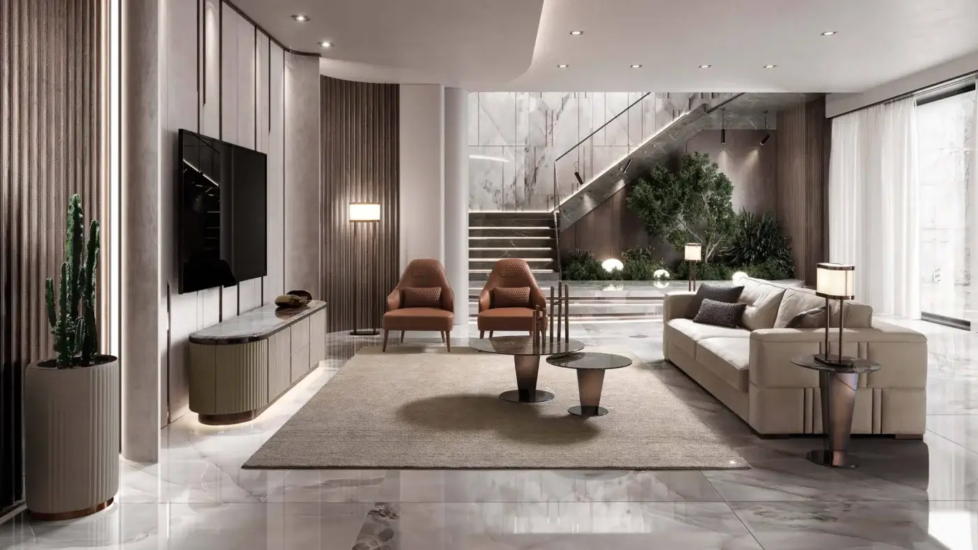 Sophisticated DV Home Collection Manhattan lounge chair with reddish-brown fabric upholstery and flared wood legs crafted in Italy