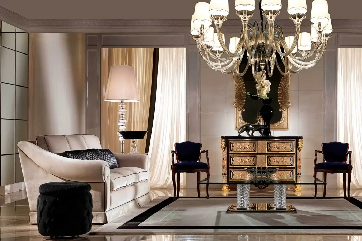 Exceptional Zanaboni Portofino sofa crafted in smooth matte beige textile with gently curved forms for lounging comfort