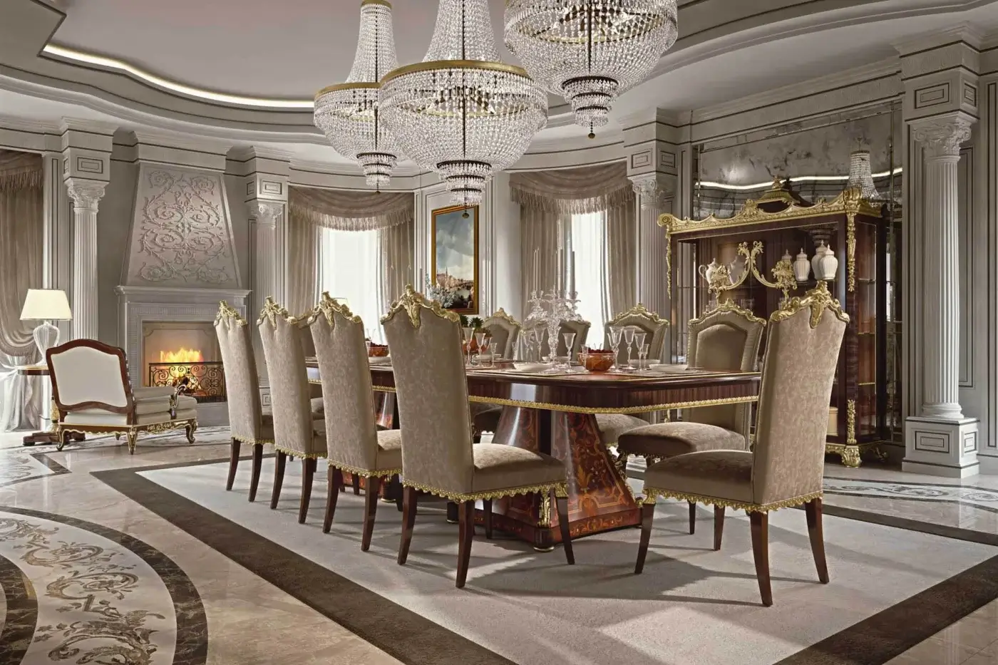 Elegant Zanaboni S/4200 chair built with refined beige textile upholstery, curved wood, and gilded accents with a satin finish