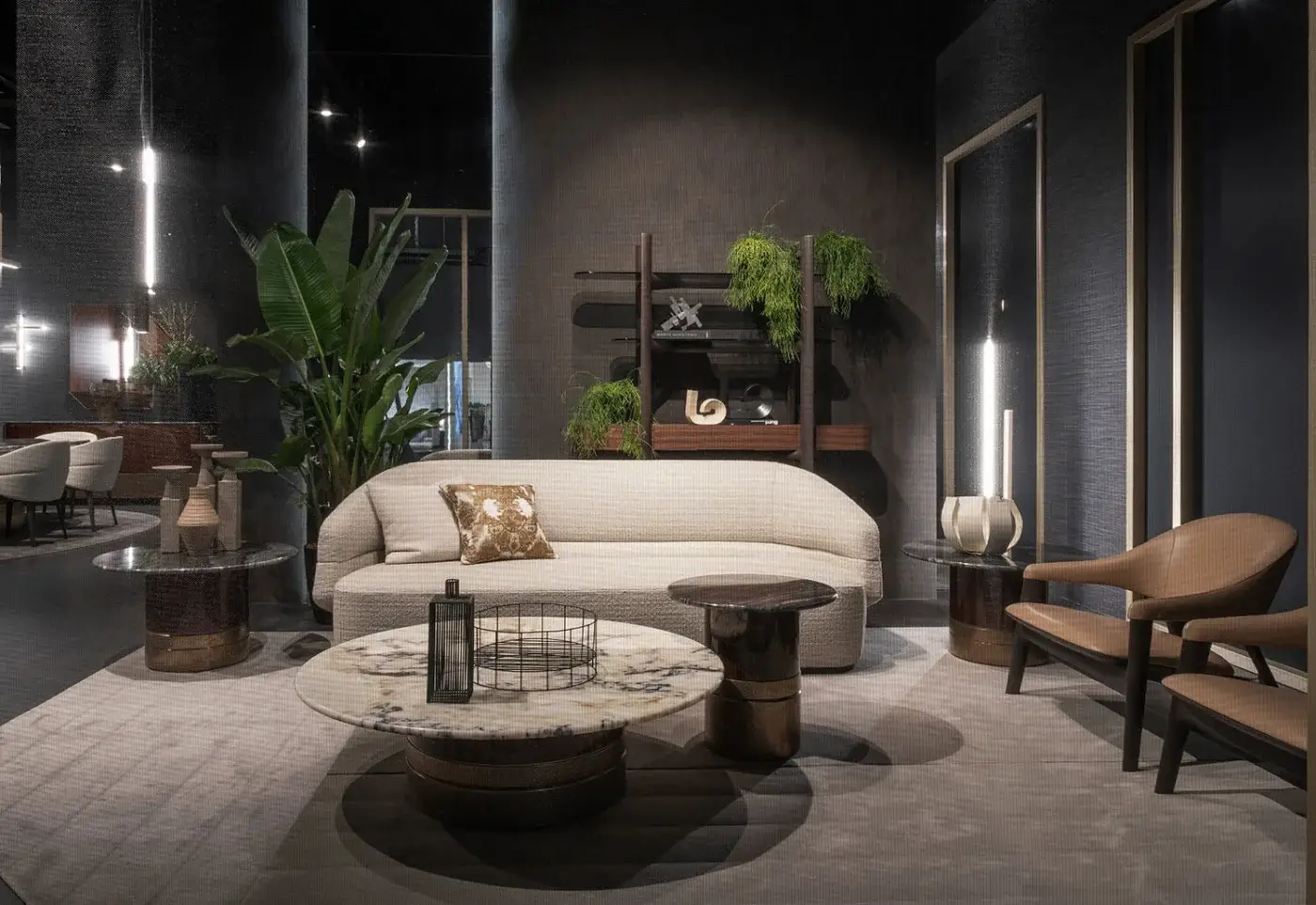 Distinguished Zanaboni Alma sofa crafted in light beige textile with a refined grey stained ash wood base