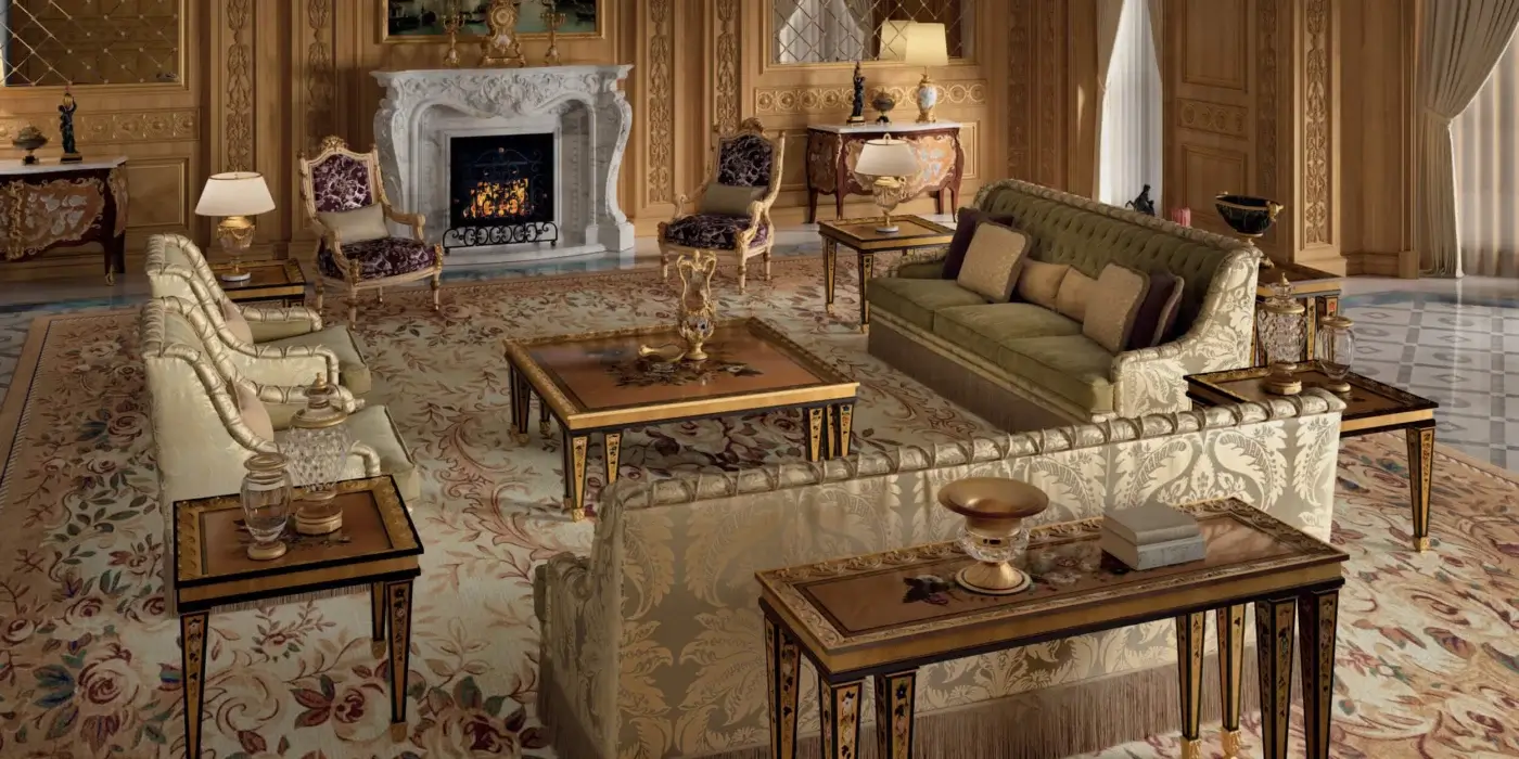 Exceptional Armando Rho A1432 side table crafted in walnut and oak wood with luminous multicolor mother-of-pearl inlays