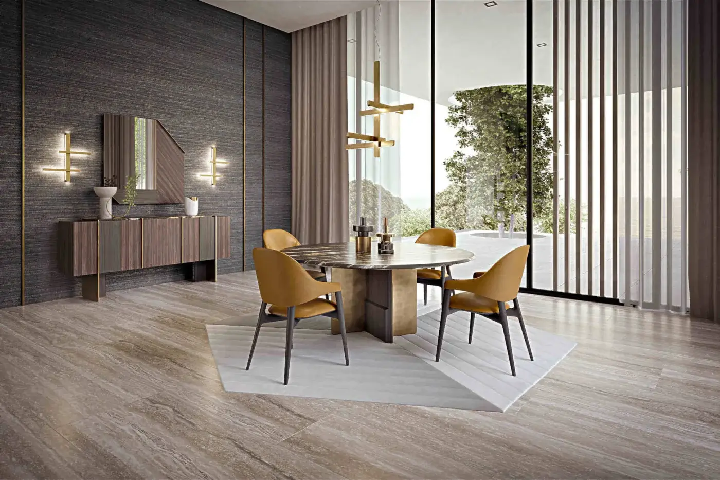 Exceptional Zanaboni Kalos table with dark gray glossy tabletop and light-toned wood base crafted in a satin finish