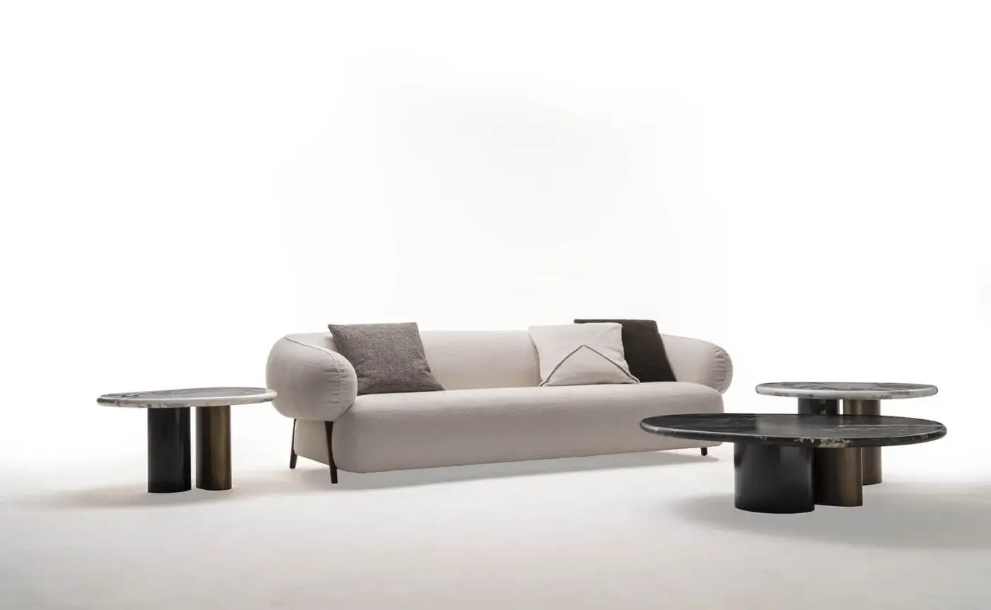 Superior Zanaboni Cloud coffee table with a cloudy silver finish and precious marble displaying visible veining plus polished gloss