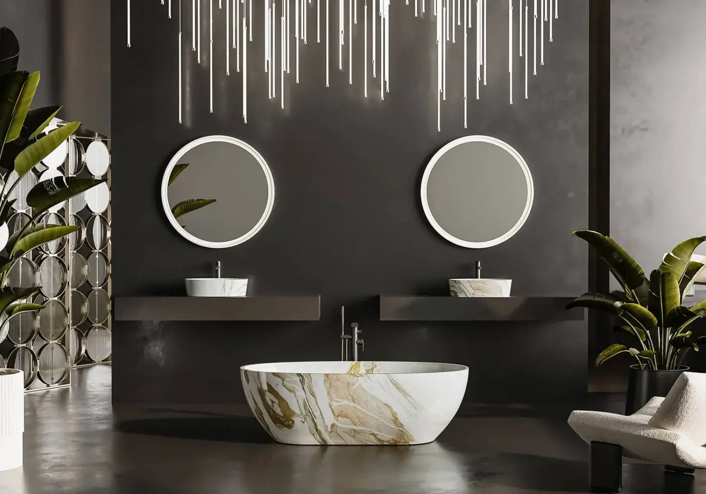 Distinguished Norah Design MCVSPC01 mirror with a balanced round form in durable Norahcryl and a velvety matt white finish