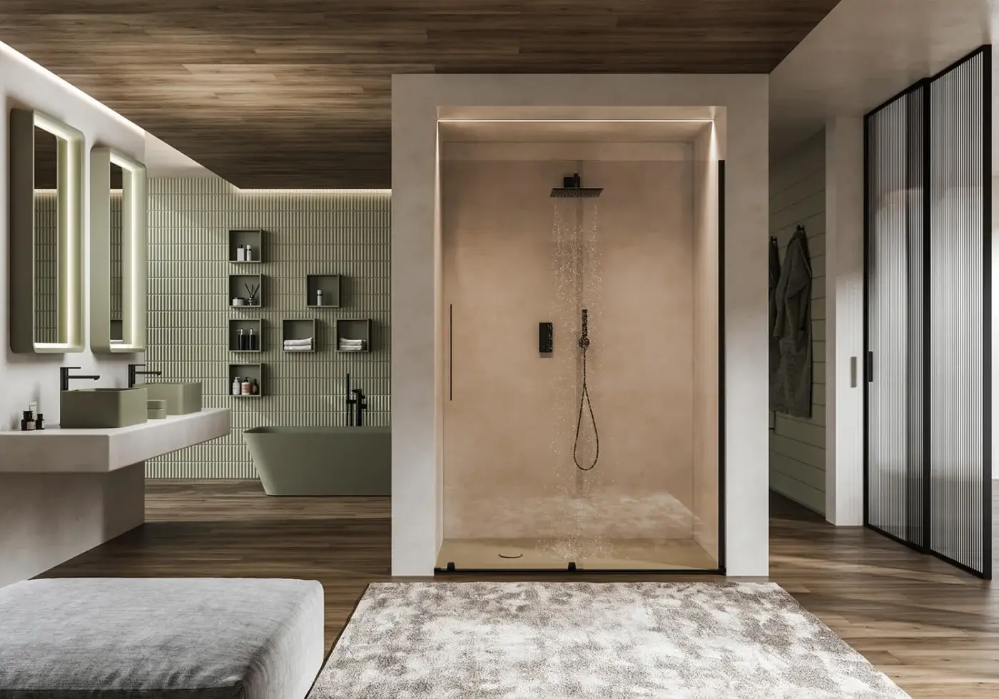 Innovative Norah Design MCVSPC05-06-07 mirror in velvety matt Norahcryl with integrated LED backlighting creating diffused illumination