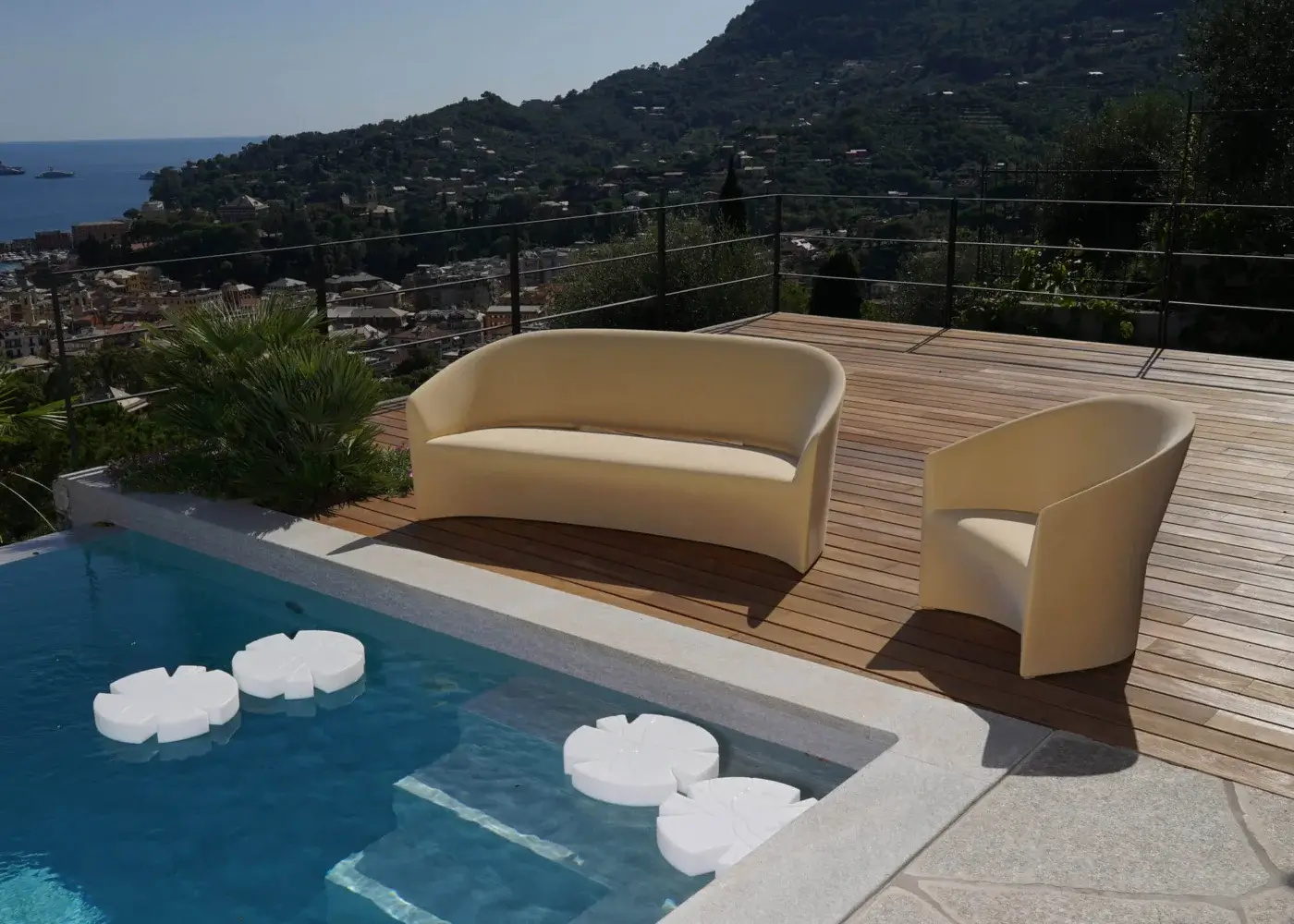 Superior Serralunga Pine Beach lounge chair in creamy yellow recyclable LLDPE with smooth matte finish