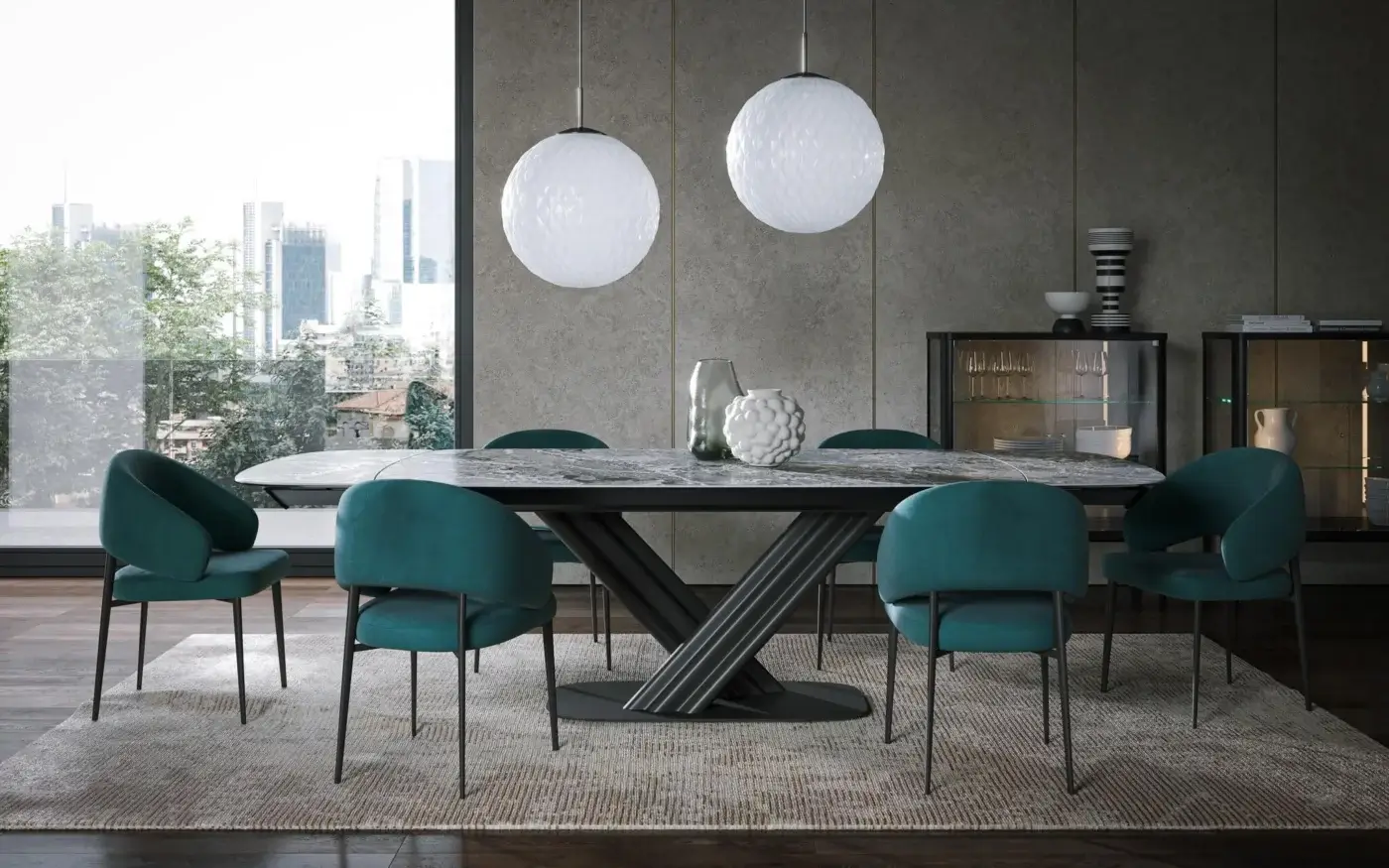 Sophisticated Tonin Casa Astra armchair with sleek synthetic leather upholstery and a dark-toned painted metal base