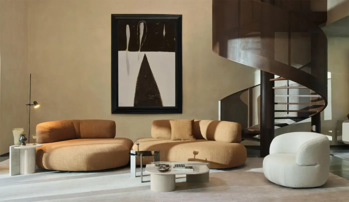 High-end Ditre Italia Isla lounge chair in off‑white vertically grained textile, matte textured finish, solid fir wood frame