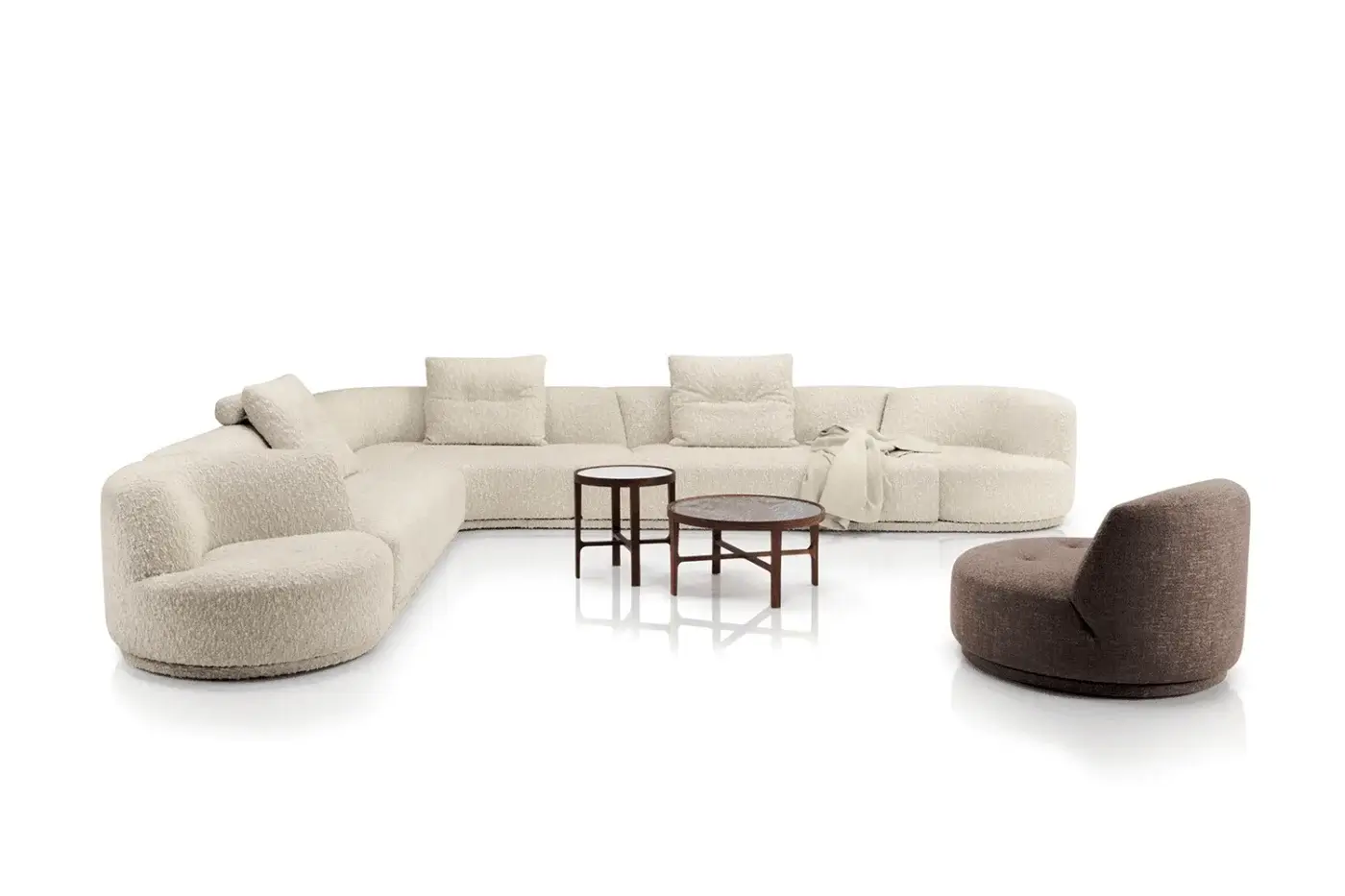 Luxury Alivar Bordone lounge chair with low‑profile organic silhouette in dark brown fabric and matte finish