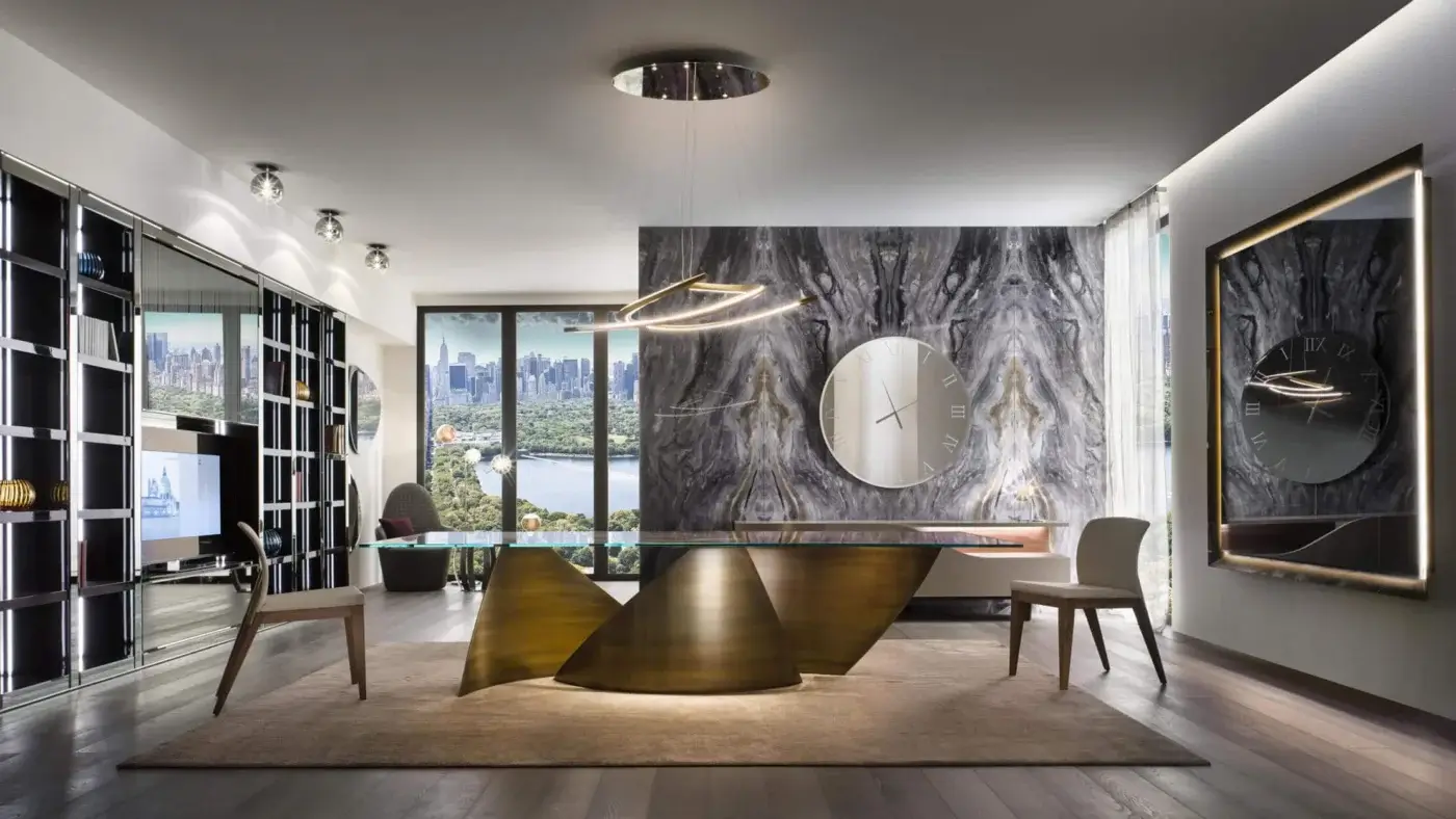 Exclusive Reflex Prisma mirror with darkly lacquered glass and integrated LED lighting for a contemporary aesthetic