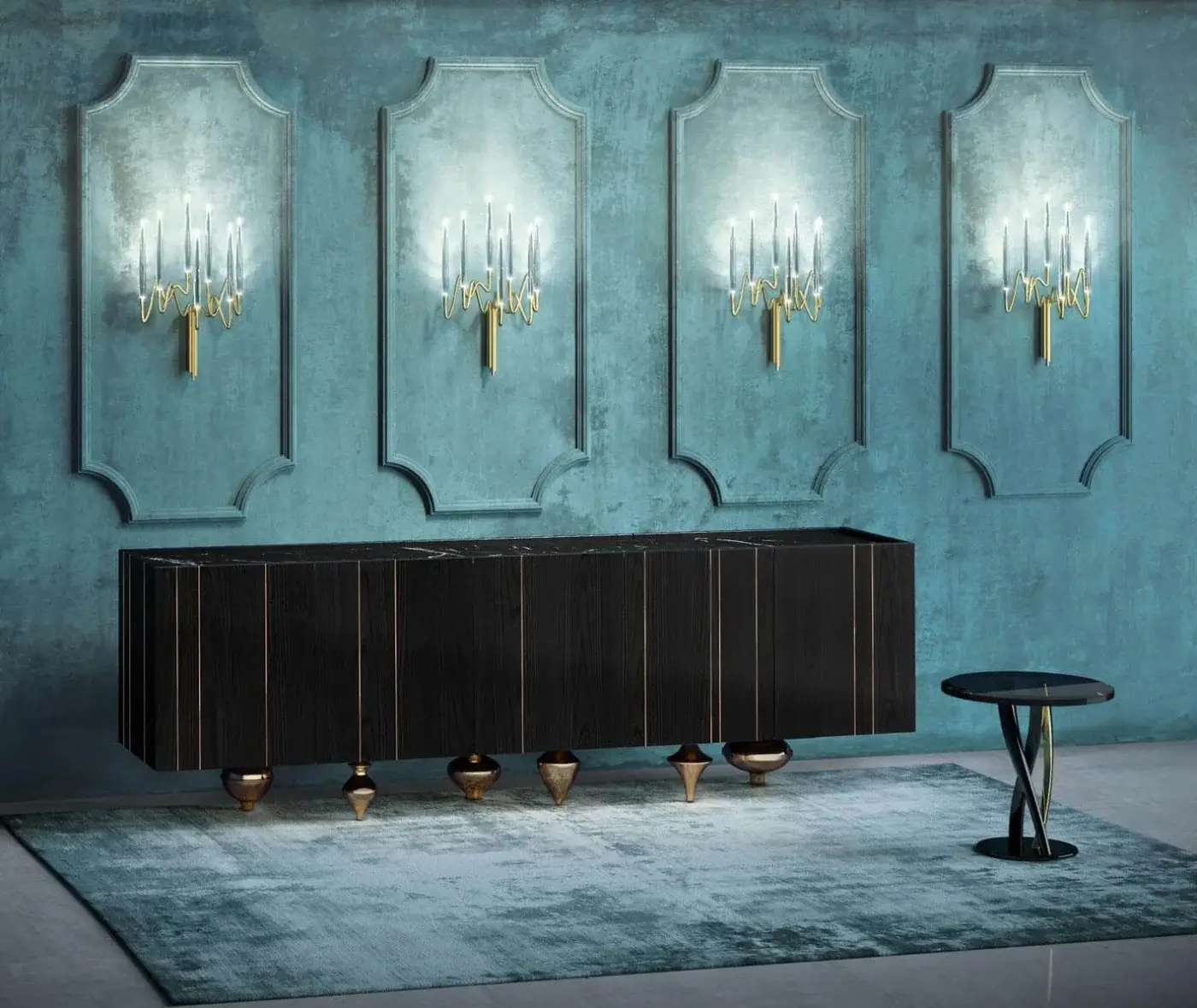 Superior Il Pezzo Mancante wall lamp in hand-forged brass with branch-like extensions and glossy gold finish