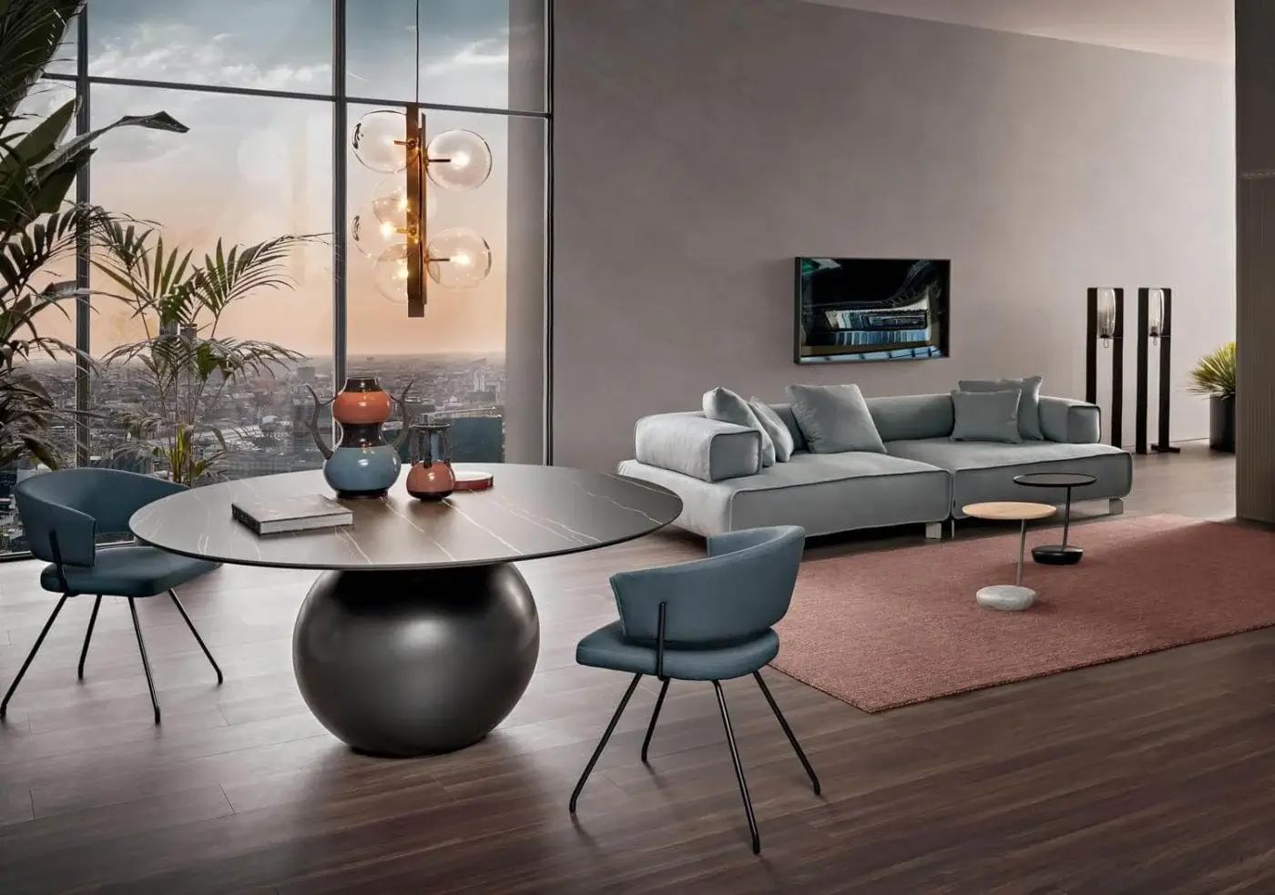 Captivating Bonaldo Bio-S floor lamp with a lead-colored metal architectural structure and glossy black finish