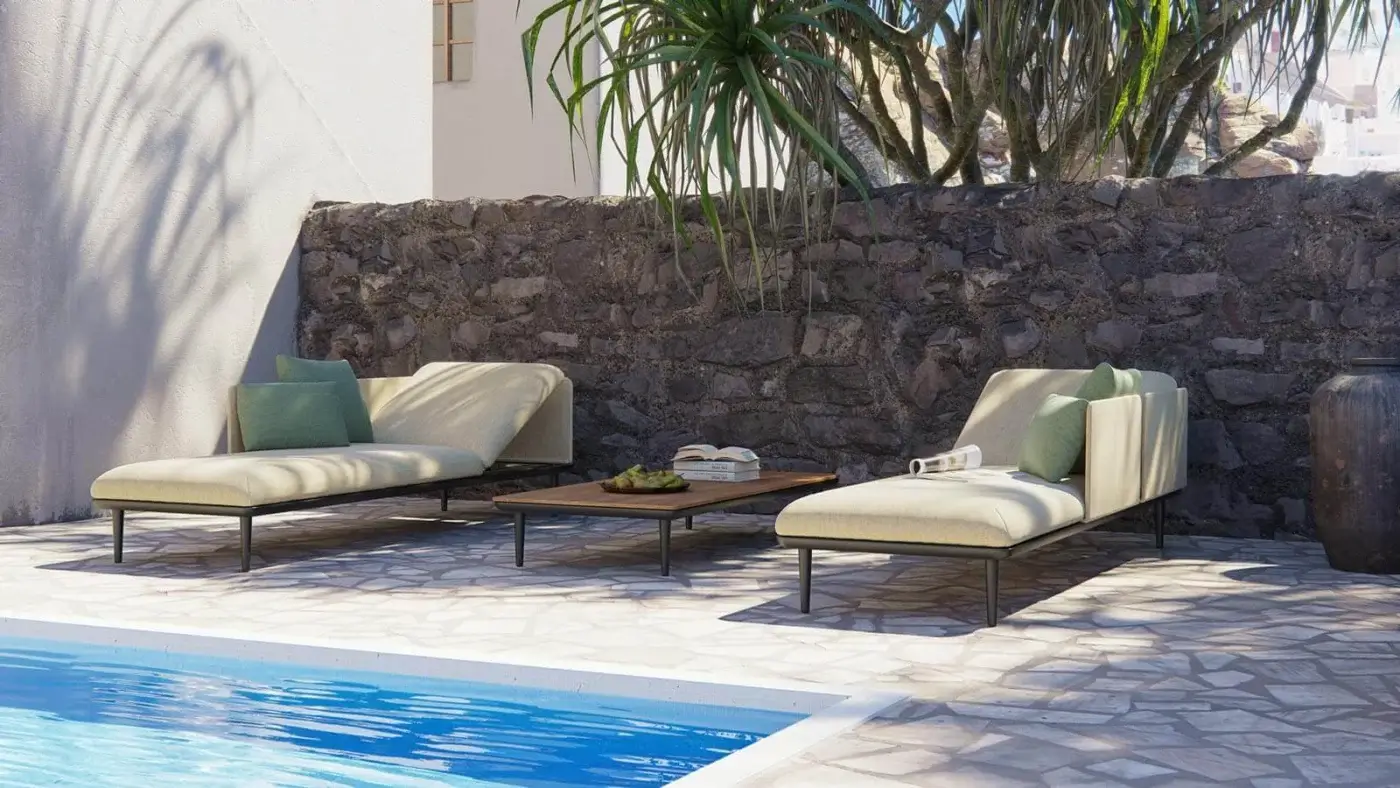 Exceptional Royal Botania Styletto lounge coffee table crafted with teak wood and dark metal in a matte finish