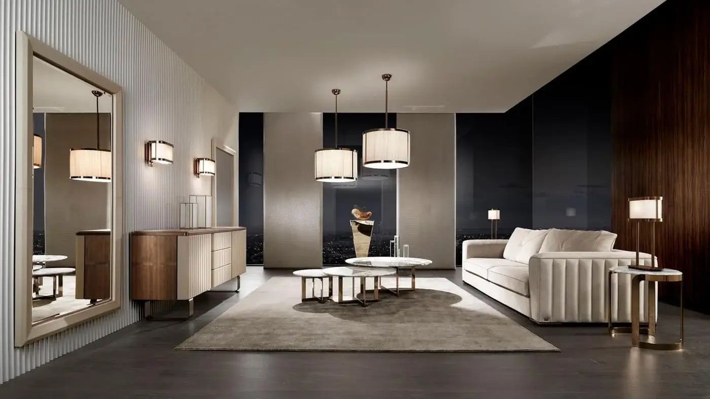 Elegant DV Home Collection Coco table with Nero Marquinia marble and a high-end steel base showcasing striking veining