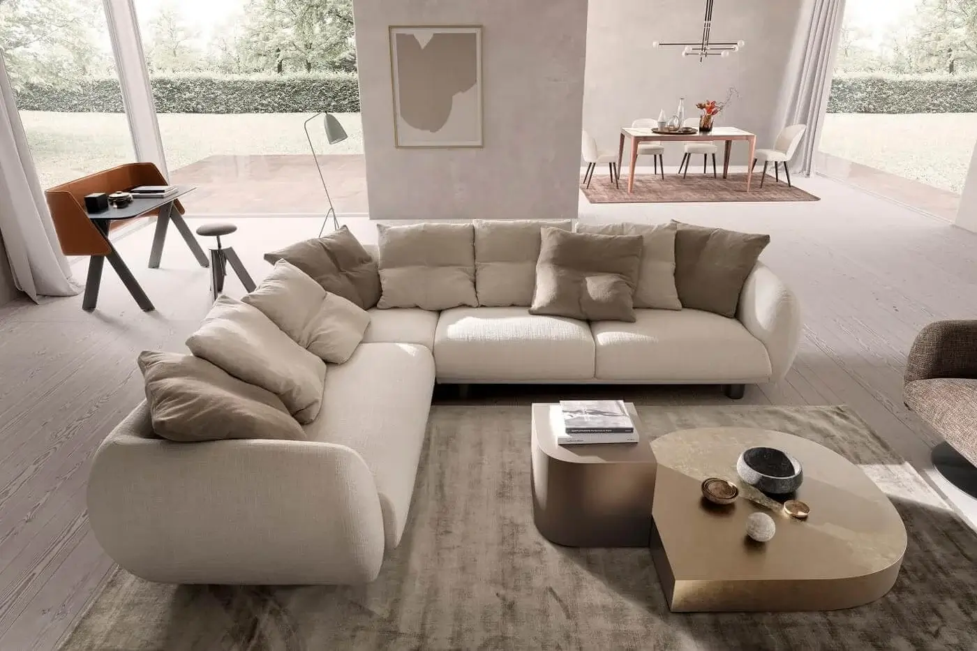 Superior Presotto Drop coffee table with organic silhouette and matte bronze lacquered finish crafted in Italy