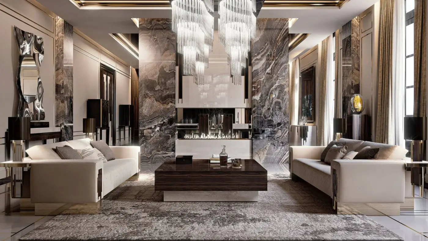 Distinguished Reflex Ice suspension lamp with suspended solid Murano glass elements and glossy metal supports
