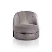 Distinguished DV Home Collection Charlotte lounge chair with smooth gray textile upholstery and curved wood structure