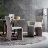 Exceptional Bonaldo Ketch chair inspired by sailing with textured matte gray fabric and cantilevered steel frame