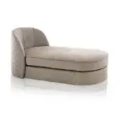 Distinguished DV Home Collection Charlotte chaise lounge crafted in Italy with light brown textile upholstery and smooth matte finish