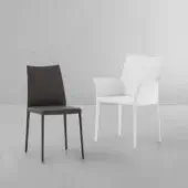 Superior Bonaldo Kayla chair exemplifies minimalist contemporary style with dark brown and white leather, eco-leather or fabric upholstery
